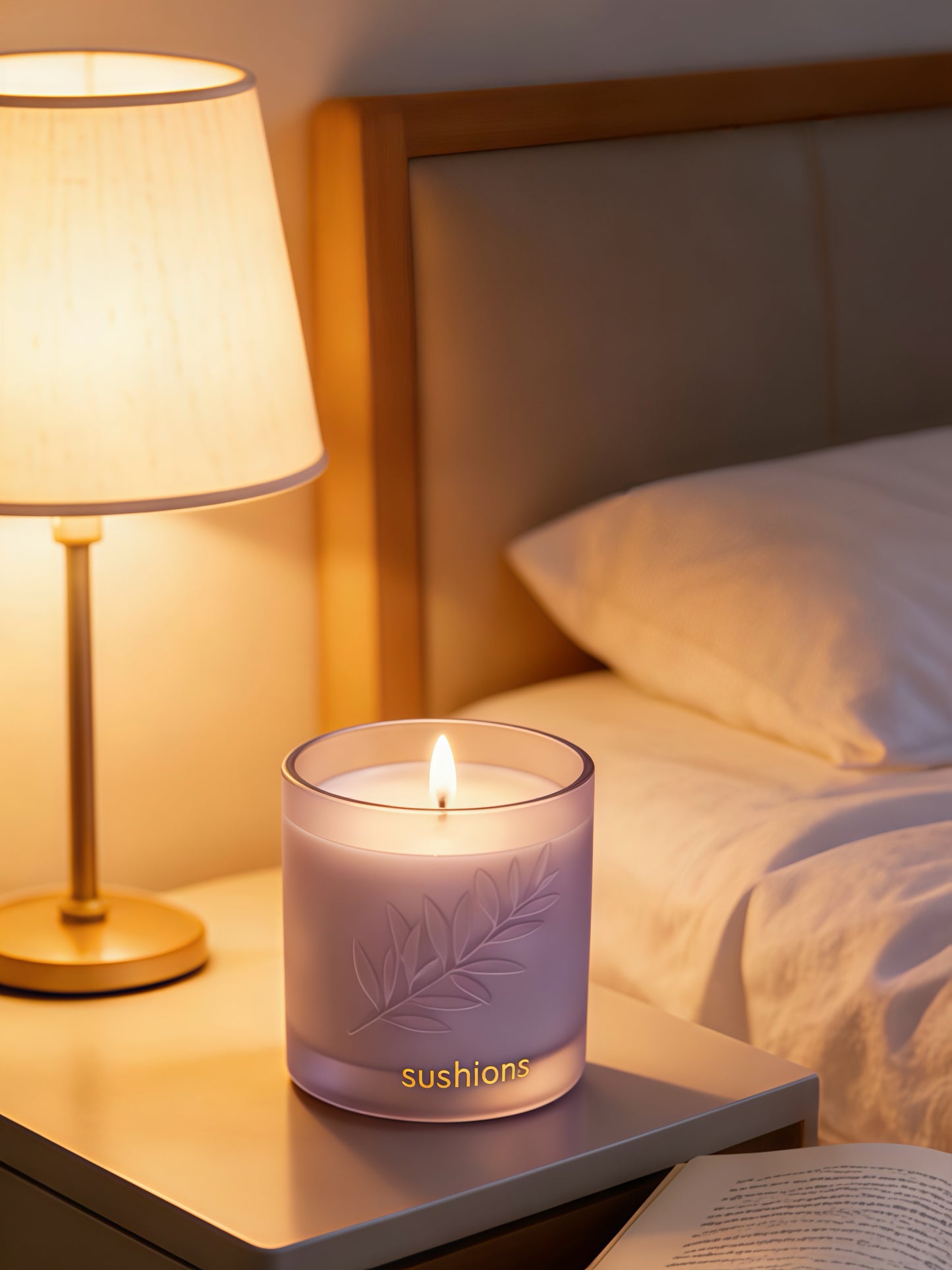 Lavender Foliage Frosted Glass Jelly Candle