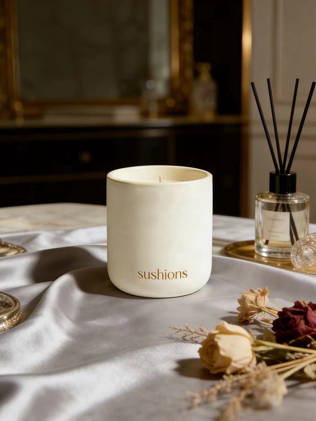 Sushions Creamy Almond Fig Matte Ceramic Jar Candle