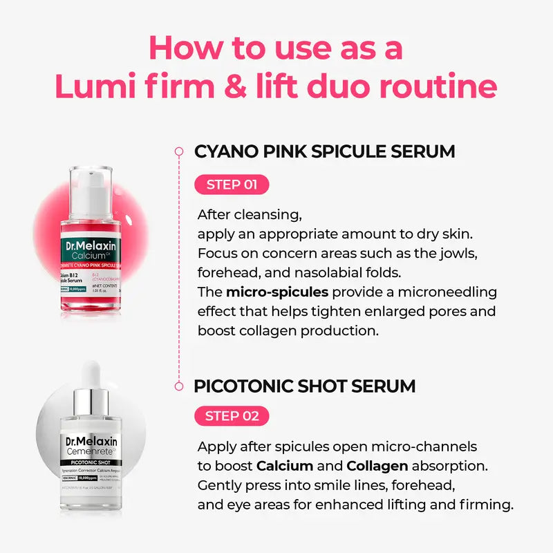 Lumi Firm Lift Duo:Spicule Serum+Picotonic Shot Plump & Boost Skin Density