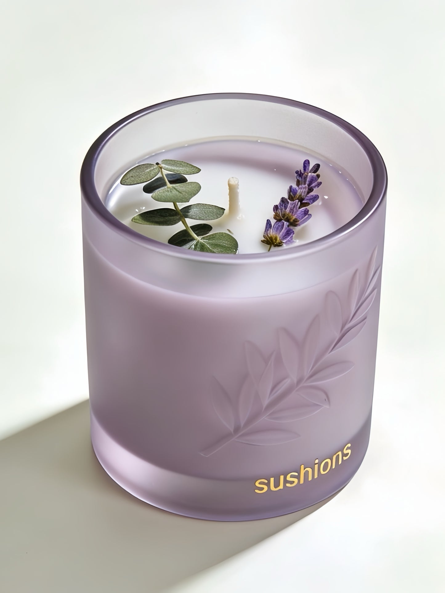 Lavender Foliage Frosted Glass Jelly Candle