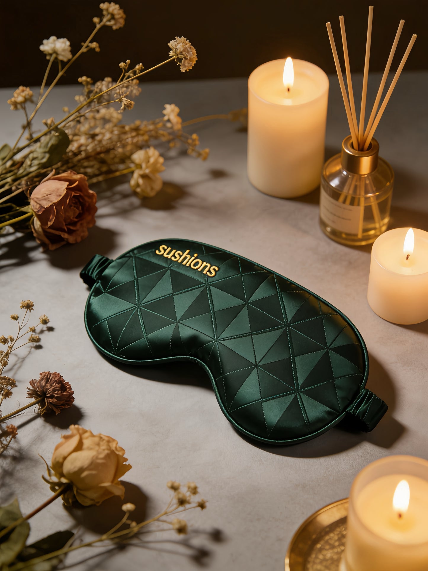 Sushions Emerald Art Deco Geometry Silk Eye Rest Mask (Creative Collection)