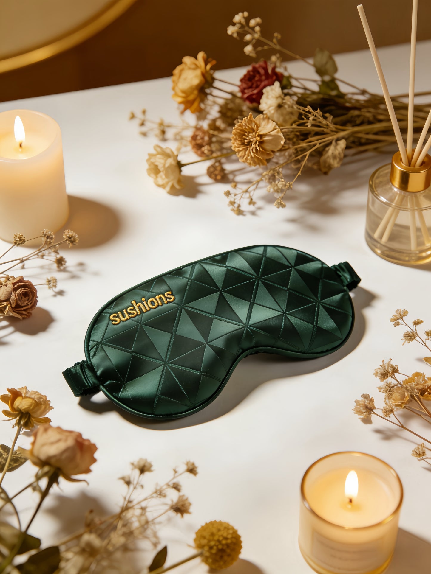 Sushions Emerald Art Deco Geometry Silk Eye Rest Mask (Creative Collection)