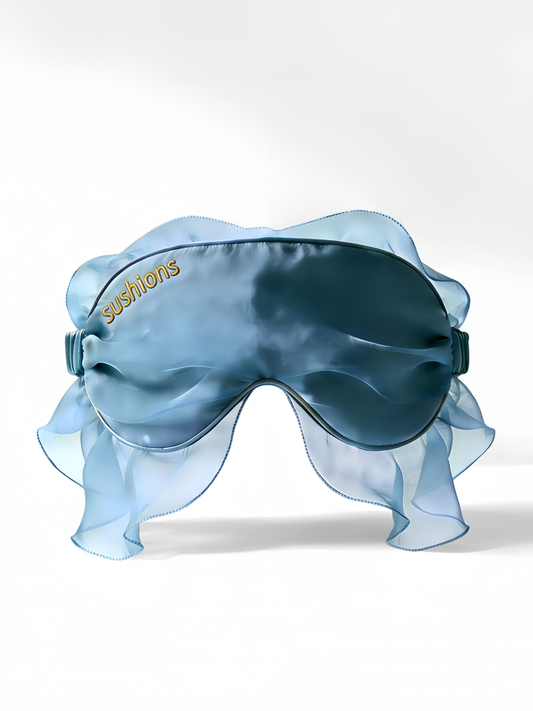 Sushions Powder Blue Ruffle Silk Eye Rest Mask (Creative Collection)