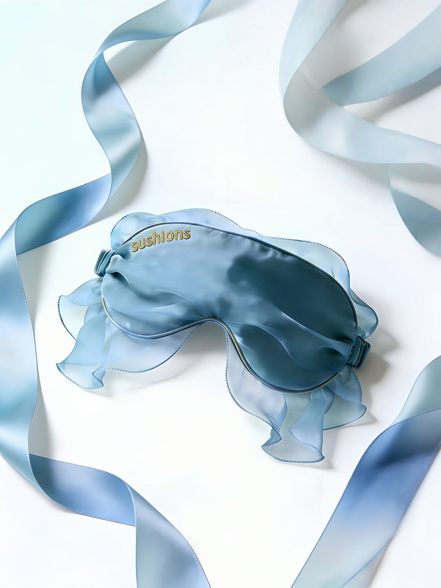 Sushions Powder Blue Ruffle Silk Eye Rest Mask (Creative Collection)