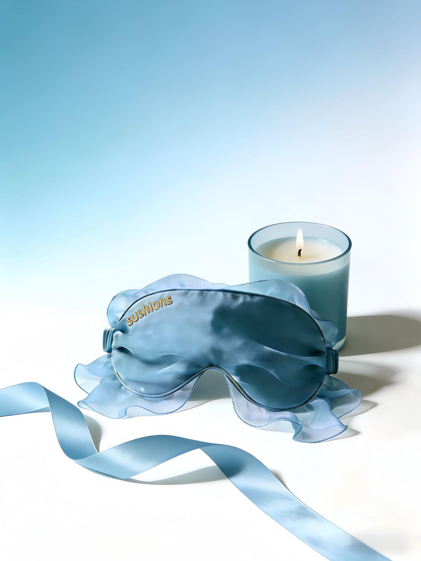 Sushions Powder Blue Ruffle Silk Eye Rest Mask (Creative Collection)