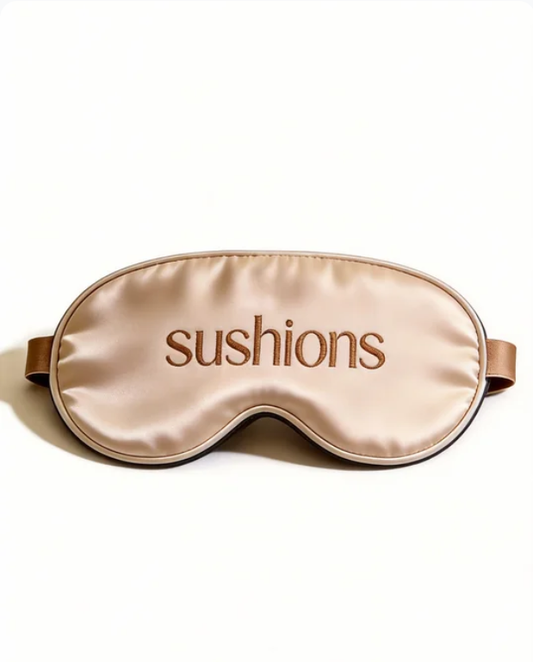 Champagne Satin Embroidered Sleep Eye Mask