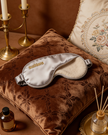 Sushions Silver Silk Plush Eye Rest Mask