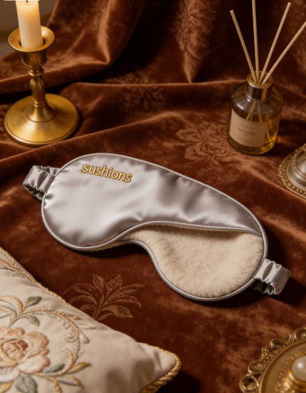 Sushions Silver Silk Plush Eye Rest Mask