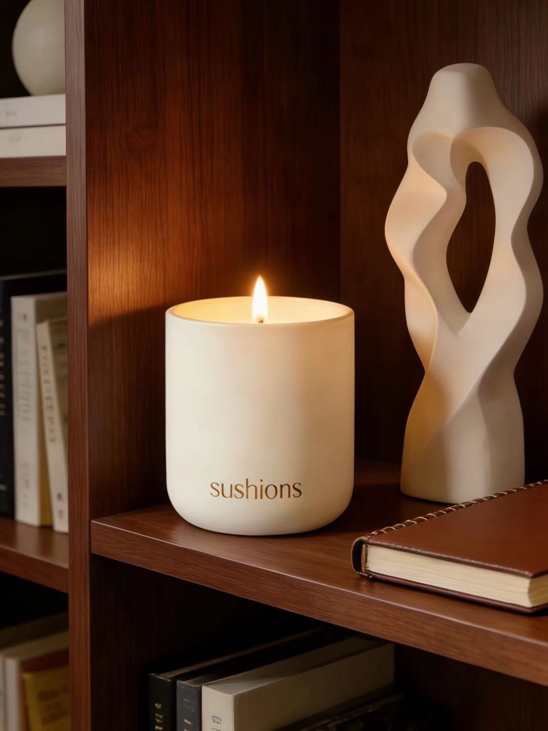 Sushions  Creamy Almond Fig Matte Ceramic Jar Candle